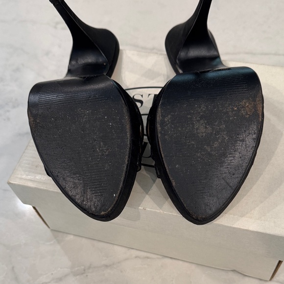 Steve Madden Black Satin Strappy Heels - Picture 5 of 6